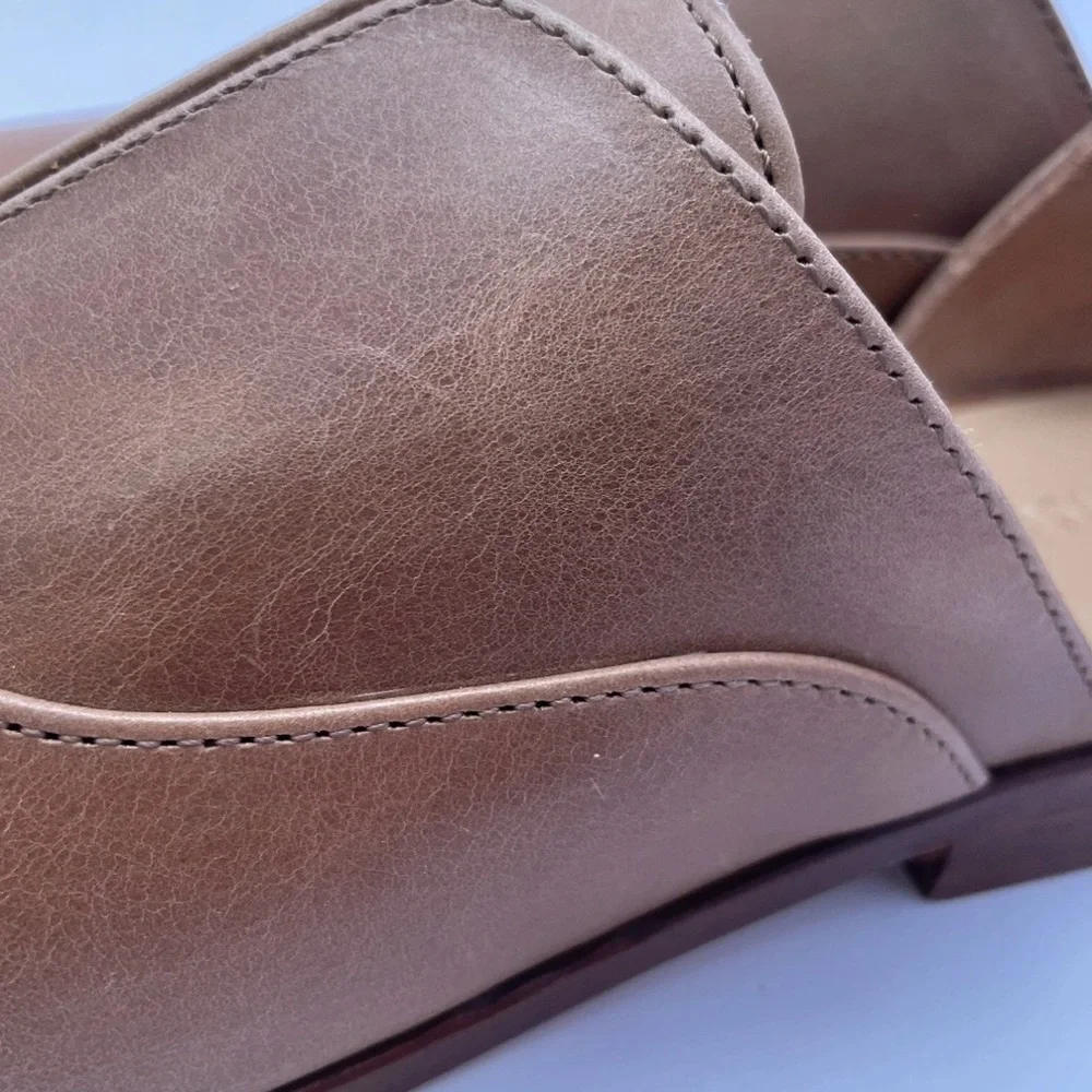 Nisolo Emma d'Orsay Oxford Flats Almond Leather Women’s Size 8.5‎
